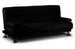 Venice Leather Effect Clic Clac Sofa Bed - Black